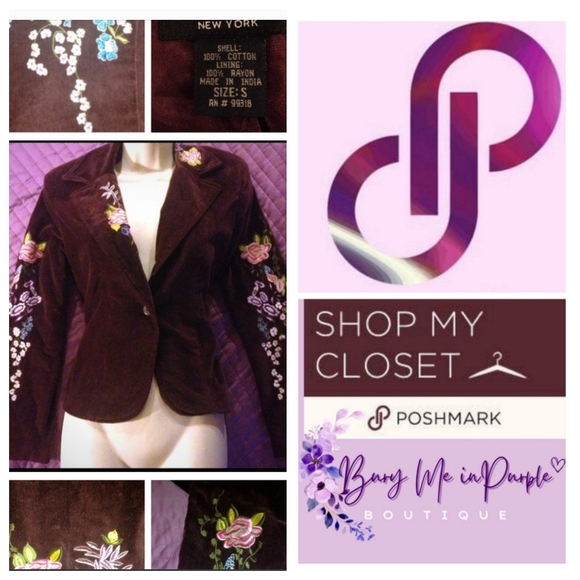 VELVET EMBROIDERED BLAZER - Picture 1 of 5